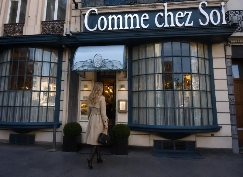 High-class escort companion at a luxury dinner date in Brussels