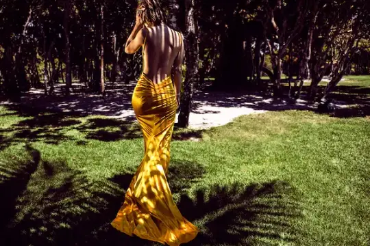 Elite escort in a luxury evening setting