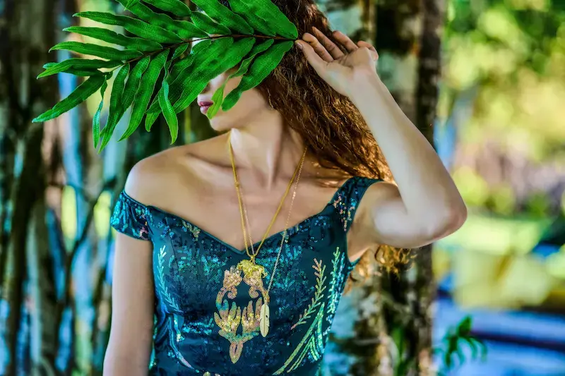 High-end escort in Dublin in an elegant sequined gown, Top Companions